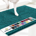 Muddy Mat® Original Dog Door Mat for Muddy Paws, Super Absorbent Microfiber, Non-Slip Washable Pet Rug, Quick Dry Chenille Entryway Carpet, Machine Washable Indoor Outdoor mat, Teal 19"x30"