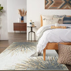 Lahome Modern Living Room Area Rug - 4x6 Rug Washable Non-Slip Soft Bedroom Rugs Ultra-Thin Throw Office Rug, Abstract Print Low-Profile Carpet Rug for Kitchen Laundry Room Entryway (Gold/Gray, 4'x6')