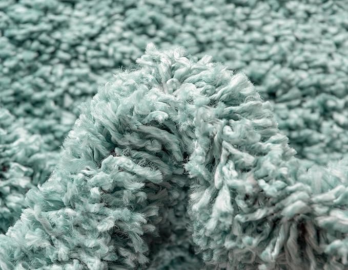 Unique Loom Davos Shag Collection Area Rug - Solid (6' 7" Round, Aqua)