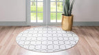 Rugs.com Lattice Trellis Collection Rug – 8 Ft Round White Low-Pile Rug Perfect for Kitchens, Dining Rooms