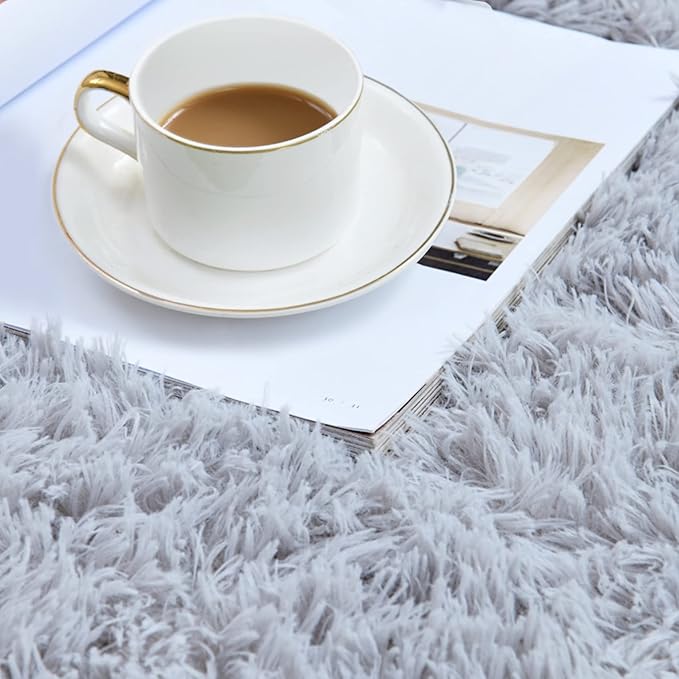 duduta Grey Soft Fluffy Rectangle Rug 3x5 ft, Shag Furry Plush Throw Rug for Bedroom Nursery Living Room Home Decor