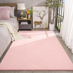 Amearea Large Modern Area Rugs for Bedroom Living Room, 5x8 Feet Pink Thickened Memory Foam Rug, Fluffy Indoor Washable Rugs Non Slip Minimalist Carpet for Boys Girls Dorm Nursery Room Decor