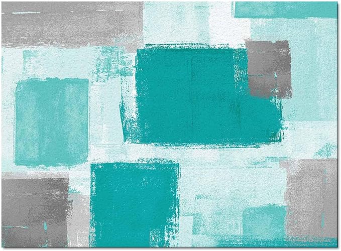 Teal Green Rectangular Area Rugs for Living Room Bedroom 2.8 x 5 ft Abstract Paint Texture Modern Art Non-Shedding Soft Low Pile Rug Non Slip Washable Rug for Nursery Entryway Playroom