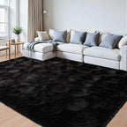 Beglad Shag Rugs for Living Room, Black Area Rugs 5x7 Feet Upgrade Anti-Skid Modern Minimalist Style Memory Foam Rugs for Bedroom, Indoor Carpet Suitable for Boys Teens Room Decor