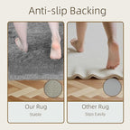 2x6 Solid Fluffy Grey Area Rug – Washable, Durable, Small Bedroom Runner Rug, Non-Slip Shag Rugs for Hallway, Living Room, Bedroom, Bedside, Dorms, Kids Room, Nursery Rooms, Soft Indoor Carpet