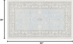 RUGGABLE Washable Vintage Area Rug – Verena Soft Blue 3x5, Stain-Resistant, Non-Slip – Small Machine Washable Rugs for Living Room, Bedroom, Hallway, Entryway & Office–with Cushioned Pad