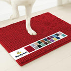 Muddy Mat® | Super Absorbent Door Mat Indoor, Microfiber Quick Dry Chenille Entryway Rug, Non-Slip Front Door Mat, Indoor Mats for Entryway, Machine Washable Pet Rug, Red 24"x36"