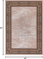 Antep Rugs Alfombras Bordered Modern 4x6 Non-Slip (Non-Skid) Low Pile Rubber Backing Indoor Area Rug (Beige, 4' x 5'8")
