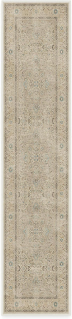RUGGABLE Washable Vintage Runner Rug – Kamran Ivory Opal 2.5x12, Stain-Resistant, Non-Slip Hallway Runner – Machine Washable Rug for Hallway, Entryway, Living Room & Kitchen–with Standard Pad