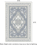 SOULFUL Medium Pile 4x6 Rugs for Living Room - Soft Foot Feel Area Rug - Greige Boho Floral - Washable Non-Slip - Perfect for Bedroom Kids Room Under Dining Table Office