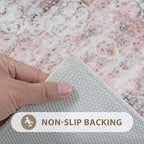 Uphome Bathroom Runner Rug, Distressed Tribal Farmhouse Blush Pink Bathroom Mat, Large Bathroom Rugs Non Slip Washable, Oriental Retro Boho Bath Mat Runner for Bathtub Sink Hallway, 24x71 inch