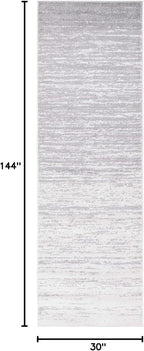 SAFAVIEH Adirondack Collection Runner Rug - 2'6" x 12', Ivory & Silver, Modern Ombre Design, Non Shedding & Easy to Clean, Ideal for Hallway, Foyer, Kitchen, Entryway, Bedroom (ADR113B)