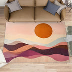 Boho Sun Area Rugs 3x5ft, Minimalist Line Boys Rugs for Bedroom, Geometric Solar Kids Room Rug Soft Fuzzy Washable for Living Room Game Room Coffee Table