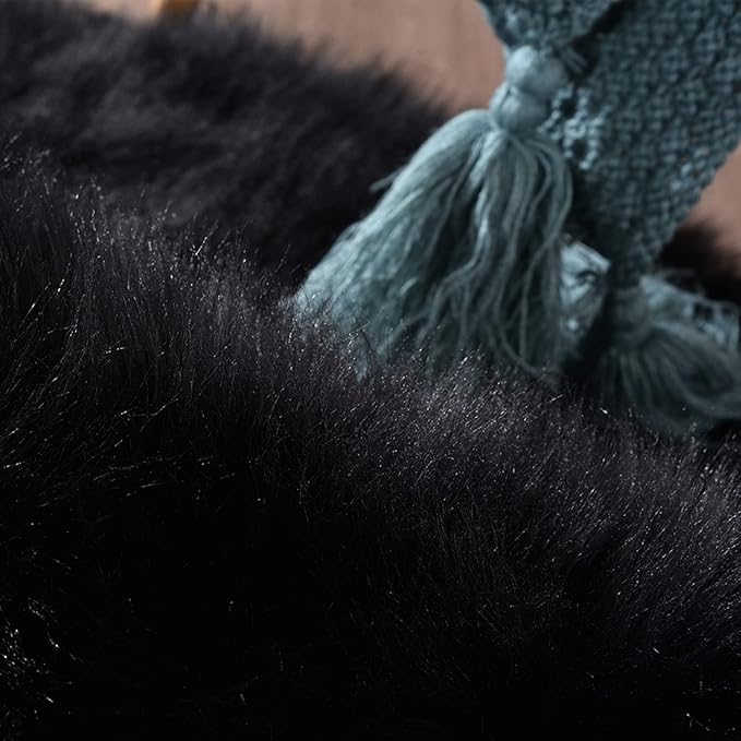 Latepis 10x14 Area Rugs for Living Room Black Fur Faux Sheepskin Rug Large Fuzzy Rugs Shaggy Fluffy Rug for Bedroom Sofa Office Entertainment Room, Rectangle