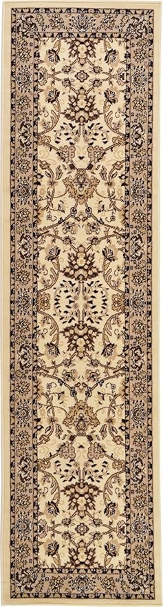 Unique Loom Sialk Hill Collection Area Rug - Washington (2' 7" x 10' Runner Ivory/Black)