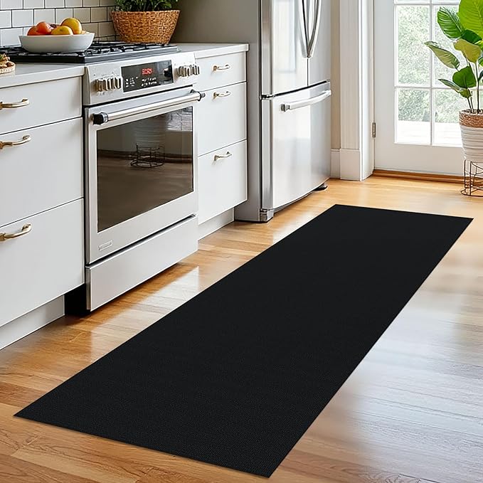 EARTHALL Washable Runner Rug 2x6 Ft Non Slip Runners for Hallways Cotton Rubber Backed Kitchen Runner Braided Indoor Floor Carpet Runners for Entryway, Hallway, Kitchen, Bedroom, Black