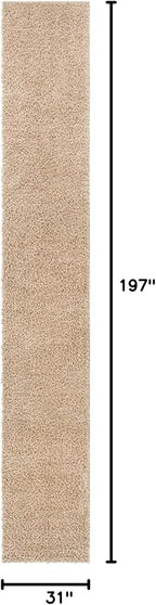 Unique Loom Davos Shag Collection Area Rug - Solid (2' 7" x 16' 5" Runner, Linen)