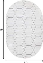 Unique Loom Trellis Frieze Collection Area Rug - Geometric (5' x 8' Oval, Ivory/ Gray)