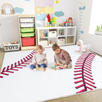 Baseball Soft Area Rug, Cute Bedside Shag Rug for Kids Toddlers Teens, Baseballs Lovers Room Decor Indoor Carpet for Kids Room Bedroom Living Room, Nursery, Machine Washable 6x9 FT