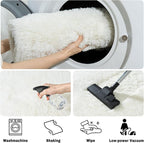 Soft Fluffy Area Rug for Bedroom, Cream White Fuzzy Shaggy Oval Throw Rugs for Bedside, Non-Slip Cozy Plush Shag Carpet for Kids Room Nursery Dorm Living Room, 2.6 x 5.3 Feet