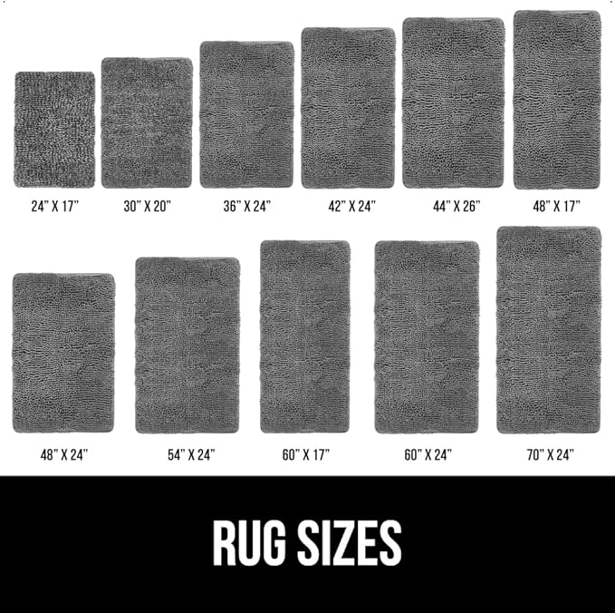GORILLA GRIP Bath Rug Mat 42x24, Thick Soft Absorbent Chenille, Quick Dry Microfiber Mats, Rubber Backing Washable Shower Floor Rugs, Bathmat Runner, US Designed Bathroom Home Decor Accessories Grey