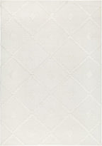 Antep Rugs Palafito 5x7 Geometric Shag Diamond High-Low Pile Textured Indoor Area Rug (White, 5'3" x 7'6")