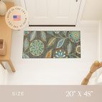 Maples Rugs Reggie Floral Runner Rug - Made in USA - Washable, Non Slip Indoor Carpet for Kitchen, Hallway, and Laundry Room, 1'8 x 4', Dark Grey