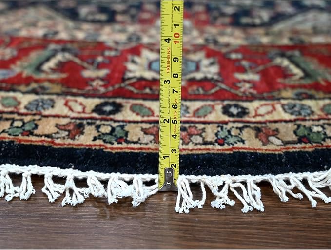 Power Black Hand Knotted All Over Pattern Pure Wool Round Oriental Rug (10'x10')