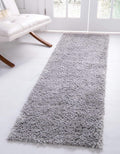 Unique Loom Davos Shag Collection Area Rug - Solid (2' 7" x 10' Runner, Sterling)