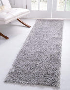 Unique Loom Davos Shag Collection Area Rug - Solid (2' 7" x 13' 1" Runner, Sterling)