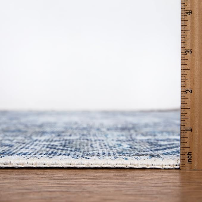Bloom Rugs Washable Non-Slip 8' x 10' Rug - Blue/Gray Traditional Area Rug for Living Room, Bedroom, Dining Room, and Kitchen - Exact Size: 8' x 10'
