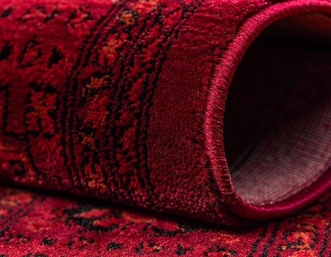 Unique Loom Tekke Collection Over-Dyed Saturated Traditional Torkaman Area Rug (8' 0 x 11' 0 Rectangular, Red/Black)