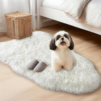 Small Rugs for Bedroom, Cream White Fluffy Shag Rug, 2x3 Ft Small Throw Rug, Soft Fuzzy Shaggy Bedside Rug for Indoor Home Decor Aesthetic