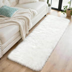 2x6 Solid Fluffy White Area Rug – Washable, Durable, Small Bedroom Runner Rug, Non-Slip Shag Rugs for Hallway, Living Room, Bedroom, Bedside, Dorms, Kids Room, Nursery Rooms, Soft Indoor Carpet