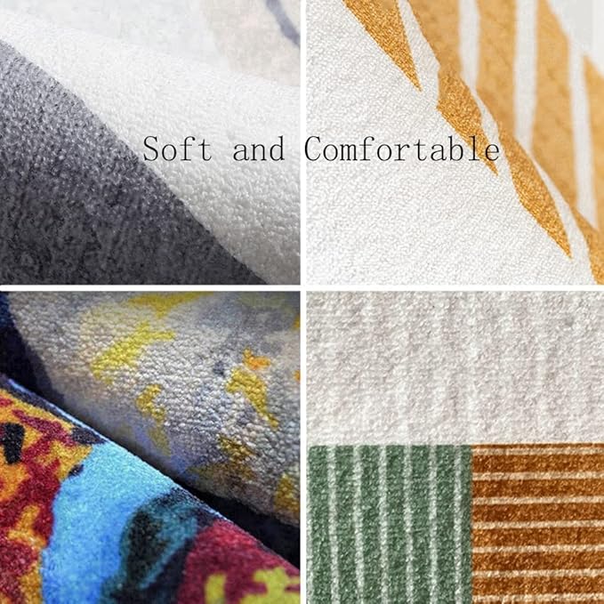 Vintage Boho Area Rugs Multicolor Ethnic Style Geometric Splicing Carpets Bedroom Living Room Kitchen Floor Mats Indoor Outdoor Non-Shedding Runner Rug Home Décor Carpet 4' X 5'