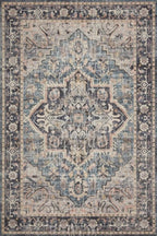 Loloi Hathaway Collection HTH-01 Navy/Multi 2'-3" x 3'-9", .25" Thick Accent Rug, Soft, Durable, Printed, Modern, Low Pile, Non-Shedding, Easy Clean, Living Room Rug