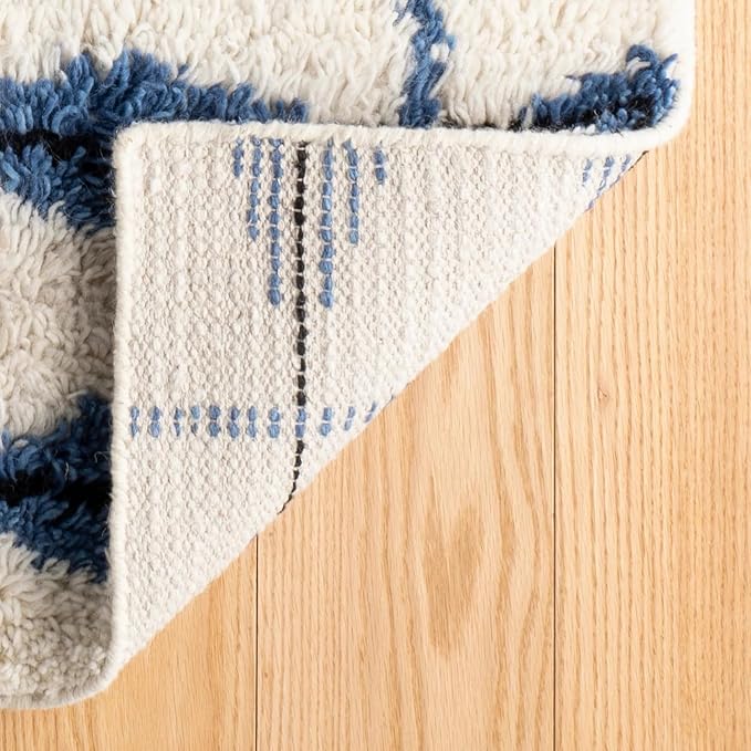 Dash & Albert Noma Indigo Handwoven Wool Rug, 2.5 X 8 Feet, Blue Geometric Pattern