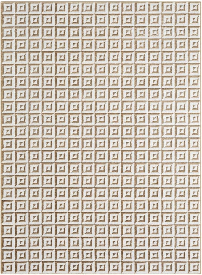 LUXE WEAVERS Geometric Greek Pattern Area Rug, Gold, 8'X10'