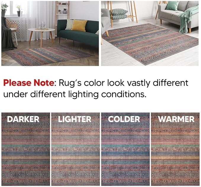 Keen Home Design 2x7 Rug - Machine Washable Runner Rug with Non-Slip Backing, Ideal for Hallway, Entryway, Kitchen, Laundry Room - Vintage, Easy Clean, Durable, Low Pile Rug - (2'6" x 7')
