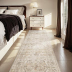 AMOAMI-2X6 Runner Rug-Washable Runners for Hallways-Soft Non Slip Bedside Rugs for Bedroom-Vintage Long Rug for Hallways Entryway Laundry Room Stair Kitchen Bathroom Beige