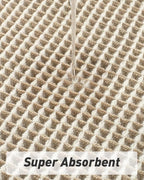 AMOAMI Upgraded Waffle Bath Mat, Super Absorbent Non Slip Bath Mats for Bathroom Floor, Machine Washable Bathroom Rugs with Tassels, Rubber Backed Bathroom Mats, Ultra Soft, 24" x 36",Brown & Cream