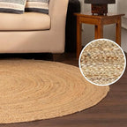 REDEARTH · Round Area Rug - 6 Feet Braided Natural Jute Rug- Artisan Made Reversible Boho Jute Rugs for Bedroom - Kitchen - Living Room - Farmhouse - Home Decor - Handmade Rustic Vintage Décor