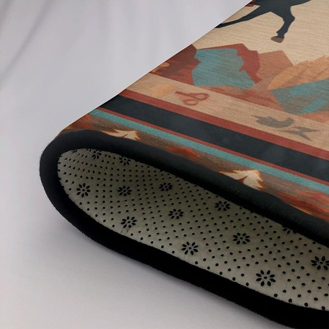 Horse Western Boho Ethnic Style Area Rug Washable Outdoor Rugs Anti-Slip Soft Carpet Entryway Indoor Door Mat for Bedroom,Living Room,Porch,Terrace and Entrance Decor 5'x 4'