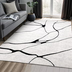 YIHOUSE Abstract 6'x9' Black and White Rug- Washable Area Rug for Living Room Bedroom, Large Modern Non-Slip Ultra-Thin Rug Home Decor,Warping,6x9ft