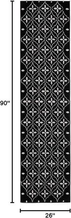 Nourison Home Nourison Essentials Black Ivory 2'2" x 7'6" Area Rug - Easy Clean, Non Shedding, Bed Room, Living Room, Dining Room, Kitchen (8' Runner)