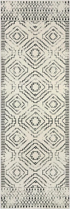 Wonnitar Moroccan Washable 2x6 Runner Rug for Hallways, Non-Skid Carpet Runners for Kitchen, Boho Farmhouse White Non-Shedding Laundry Room Throw Mat for Bathroom Closet Bedroom (Beige,2'x6')