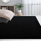 Large Area Rugs for Living Room Bedroom, 5x8 Feet Black Rug, Minimalist Modern Shag Rug, Soft Thick Comfy Memory Foam Indoor Carpet, Non-Slip Washable Rug for Boys Girls Dorm Nursery Room Home Decor