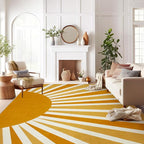 Lahome 10' x 14' Boho Rainbow Sun Faux Wool Area Rug, Soft, Washable, Non Slip, Lightweight, Rectangular