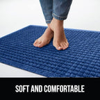 GORILLA GRIP Front Door Mat, 47x35, Indoor Outdoor Ultra Absorbent HydroAbsorb Doormat, Absorbs Up to 6 Cups of Water, Stain and Fade Resistant, Rubber Backing Doormats, Captures Dirt, Blue