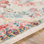 Livabliss Area Rugs - 7x9 Odelia Vintage Boho Red Off-White Blue Area Rug for Living Room Bedroom - Floral Medallion Stain Resistant Carpet for Kitchen, Nursery, Office (6'7" x 9')